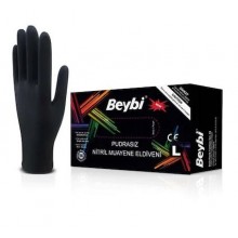 Beybi Siyah Nitril Muayene Eldiveni Pudrasız Beybi Siyah Nitril Muayene Eldiveni Pudrasız